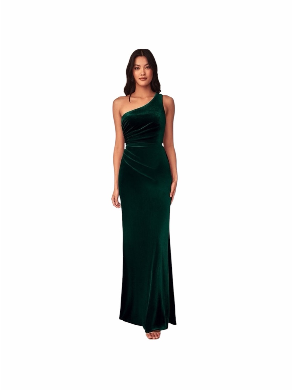 Azazie Dark Green Velvet Maxi Dress C